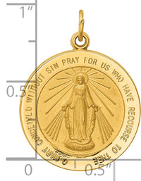 14k Solid Polished/Satin Medium Round Miraculous Medal