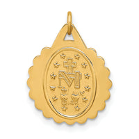 14k Solid Polished/Satin Small Round Scalloped Miraculous Medal