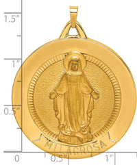 14k Solid Polished/Satin Large Raised Round Milagrosa Medal