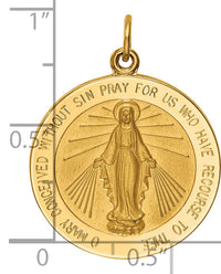 14k Solid Polished/Satin Large Round Miraculous Medal