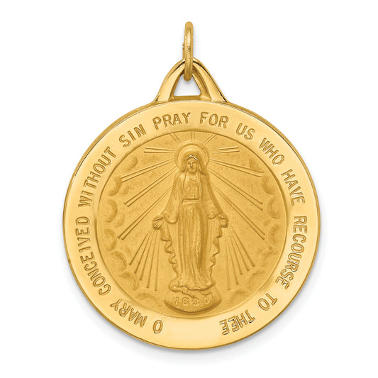 14k Solid Polished/Satin Extra Large Round Miraculous Medal