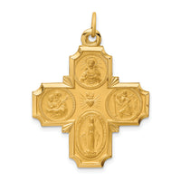 14k Solid Polished/Satin Large 4-Way Medal
