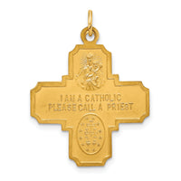 14k Solid Polished/Satin Medium 4-Way Medal