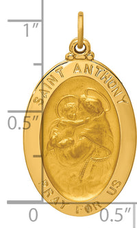 14k Solid Polished/Satin Oval St. Anthony Medal