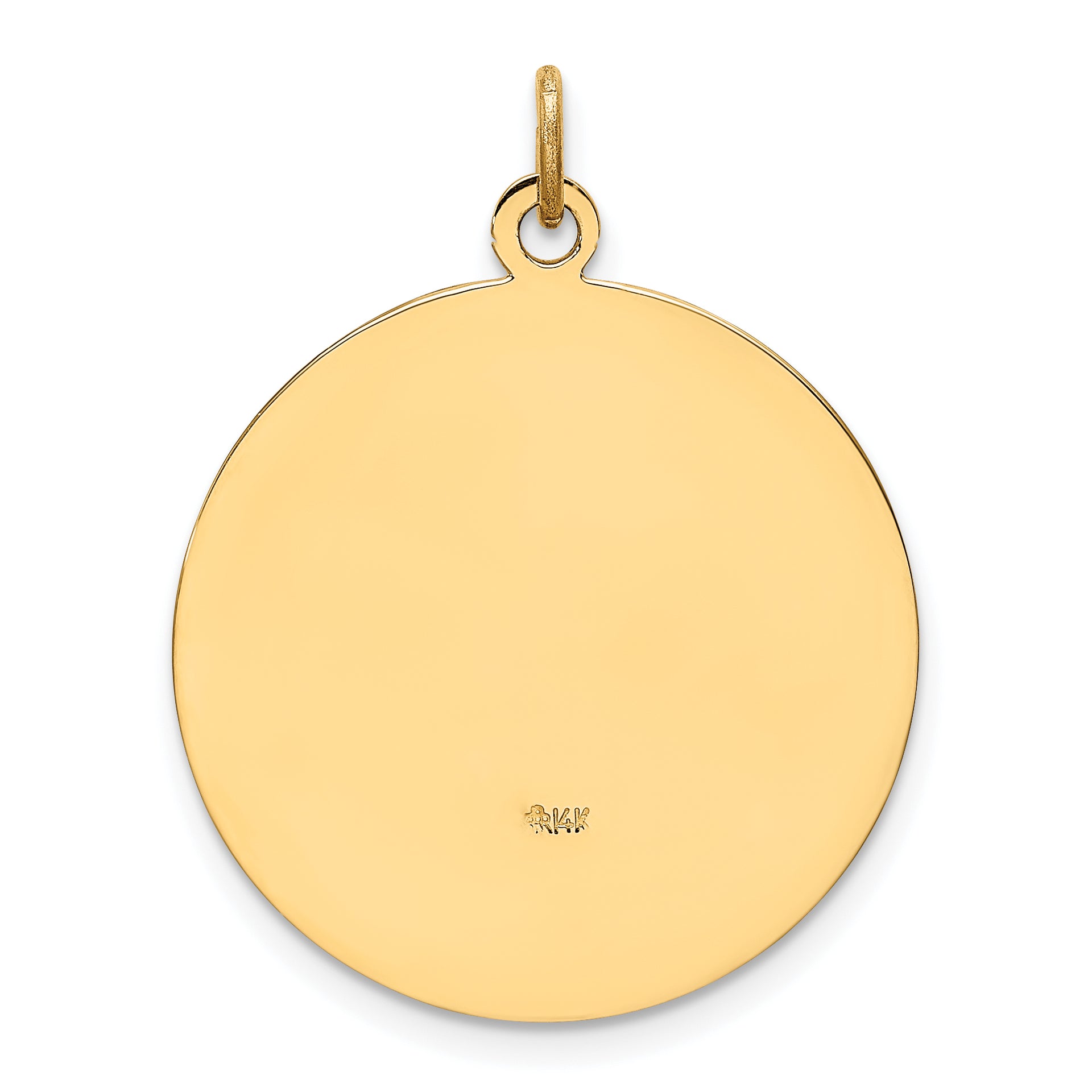14k Solid Polished/Satin Medium Round St. Christopher Medal