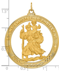 14k Solid Polished/Satin Extra Large Cut-out St. Christopher Medal