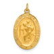 14k Solid Polished/Satin Small Oval St. Christopher Medal
