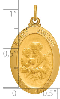 14k Solid Polished/Satin Oval St. Joseph Medal