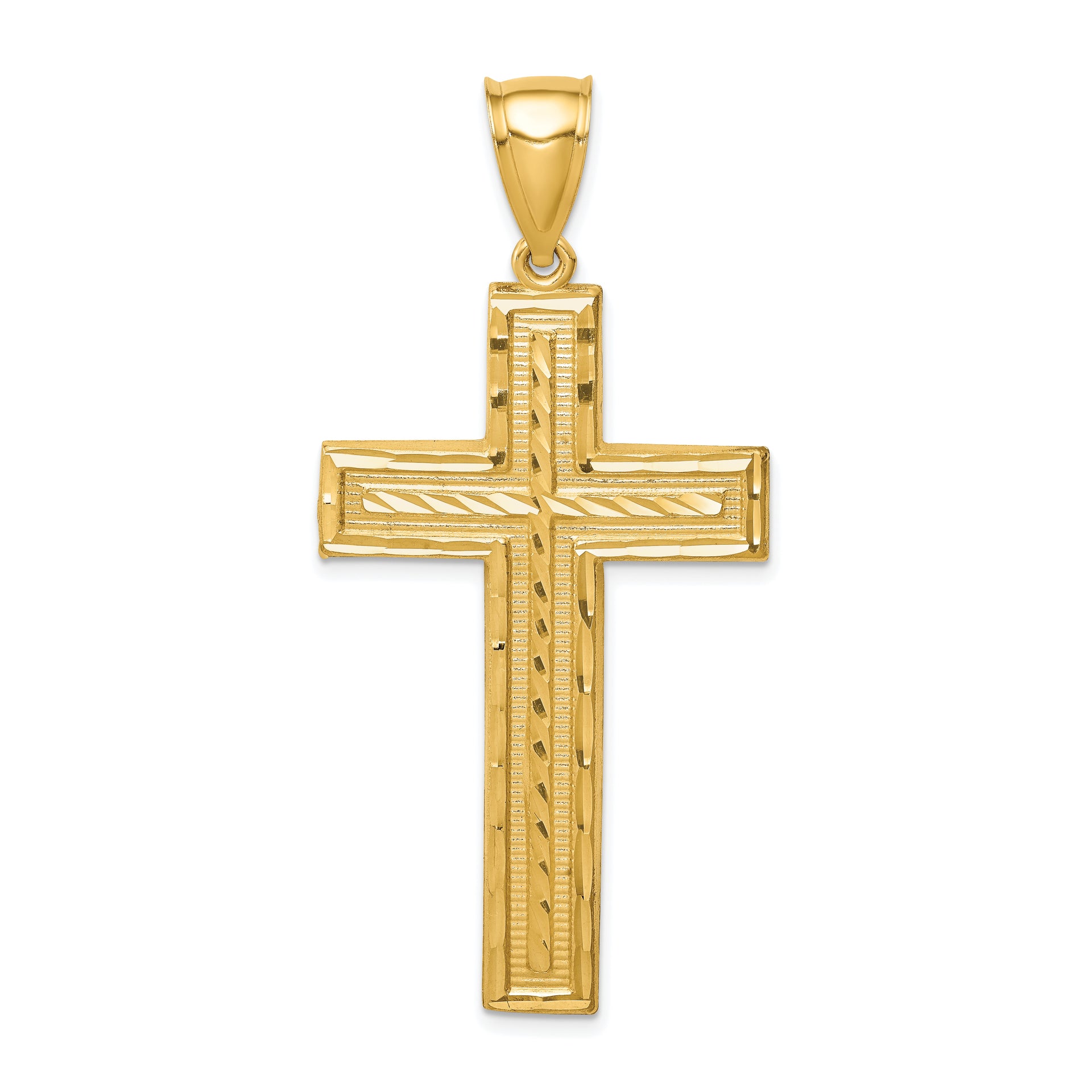 14K Diamond-cut Cross Pendant