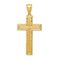 14K Diamond-cut Cross Pendant