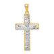 14K Two-tone Polished & Diamond-cut Cross Pendant