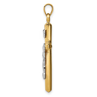 14k Two-tone Hollow Crucifix Pendant