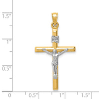 14k Two-tone Hollow Crucifix Pendant