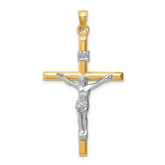 14k Two-tone Hollow Crucifix Pendant