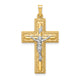 14k Two-tone Hollow Polished Rope Edge Latin Crucifix