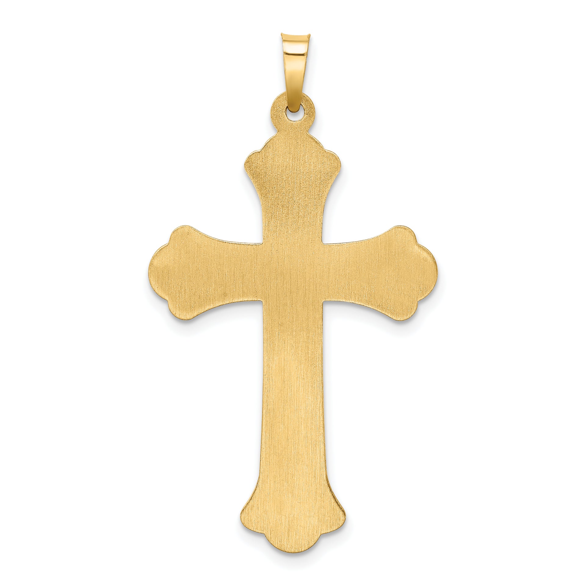 14k Two-tone Hollow Polished Woven Fleur de Lis Crucifix