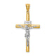 14K Two-tone Polished INRI Crucifix Cross Pendant