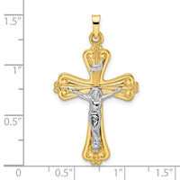 14k Two-tone Polished Solid INRI Crucifix Cross Pendant