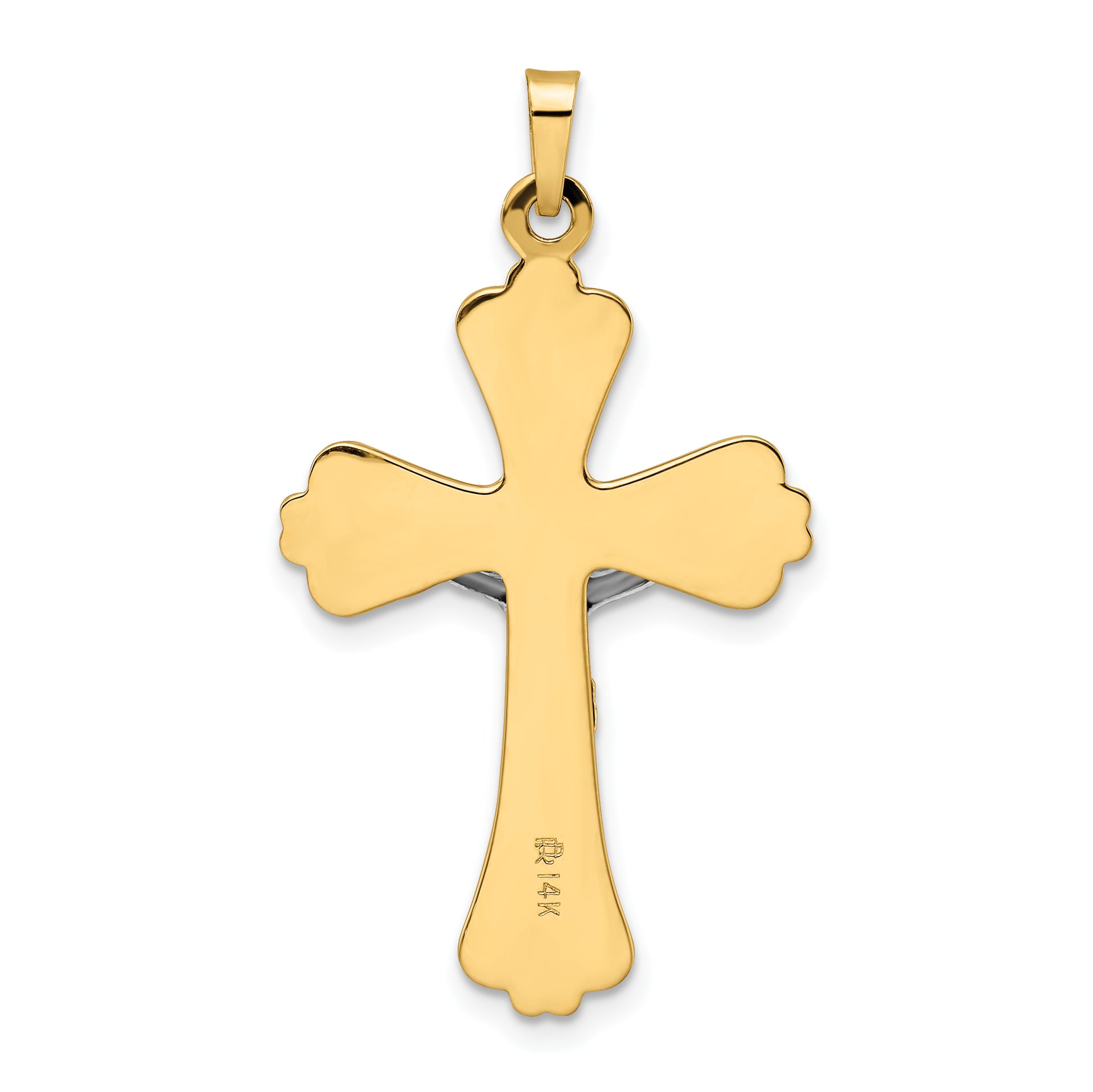 14k Two-tone Polished Solid INRI Crucifix Cross Pendant