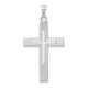 14k White Gold Polished Solid Striped Double Cross Pendant