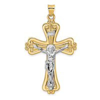 14k Two-tone Polished Solid Fancy INRI Crucifix Pendant