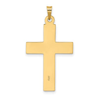 14k Polished Wood Texture Solid Cross Pendant
