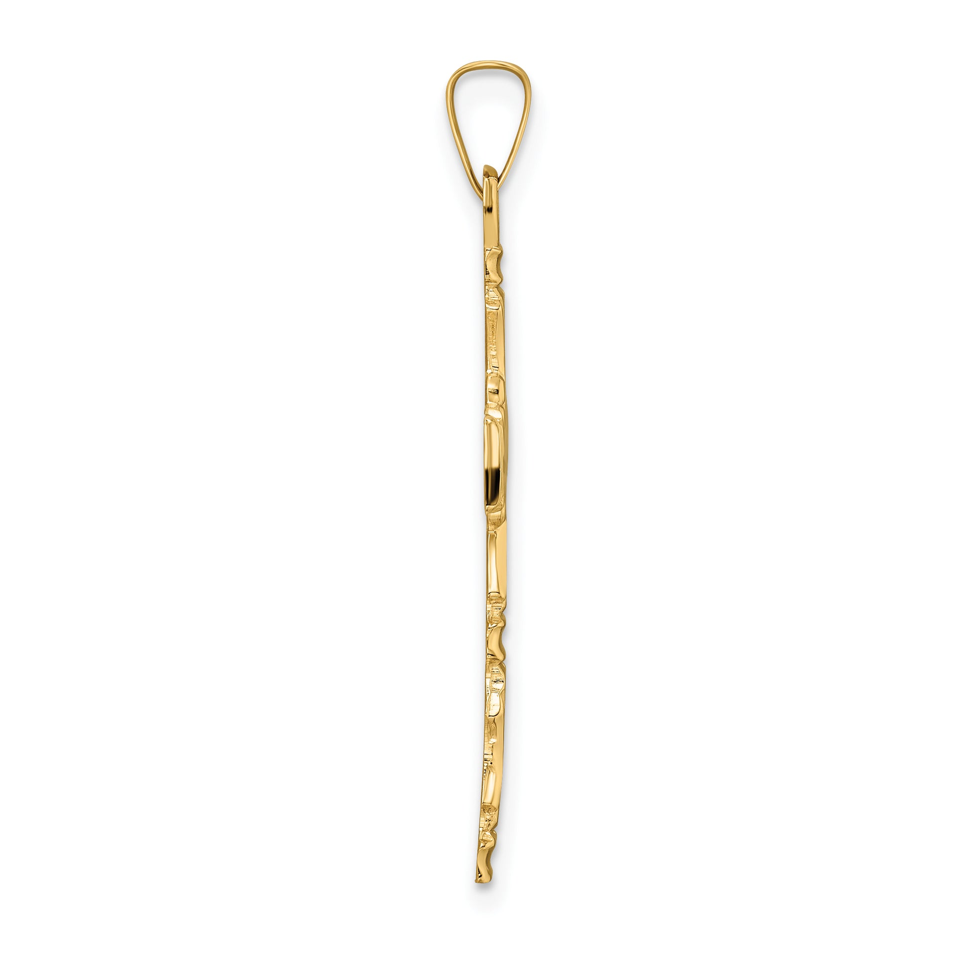 14k Polished Solid Floral Center Cross Pendant