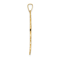 14k Polished Solid Floral Center Cross Pendant
