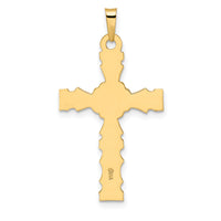 14k Polished Solid Floral Center Cross Pendant