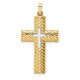 14k Two-tone Polished Hollow Woven Double Cross Pendant