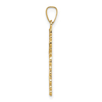 14k Polished and Textured Solid Floral Cross Pendant
