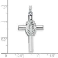 14k White Gold Polished and Satin Hollow Cross Pendant