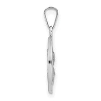 14k White Gold Polished and Satin Hollow Queen of Holy Scapular Medal