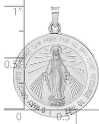 14k White Gold Polished Miraculous Solid Medal Pendant