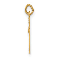 14k Polished Solid Heart Cross Pendant