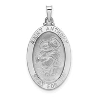 14k White Gold Polished Solid Oval St Anthony Medal Pendant