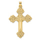 14k Polished Hollow Fancy Fleur de Lis Cross Pendant