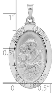 14k White Gold Polished Saint Joseph Oval Solid Medal Pendant