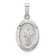 14k White Gold Polished and Satin Hollow Oval St Jude Thaddeus Medal