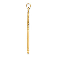14k Polished and Textured Circle Center Cross Pendant