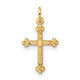 14k Polished and Textured Solid Diamond Shape Cross Pendant