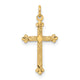14k Polished and Textured Solid Diamond Shape Cross Pendant