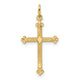 14k Polished and Textured Solid Diamond Shape Cross Pendant