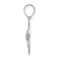 14k White Gold Polished and Satin Hollow Holy Spirit Pendant