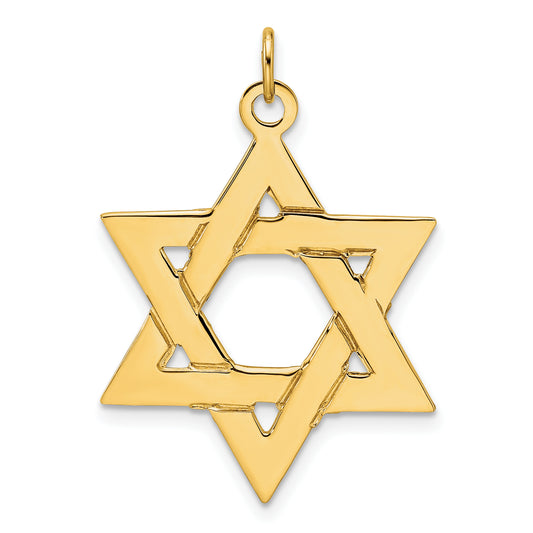 14k Polished Solid Star of David Pendant