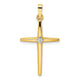 14k Two-tone Polished Solid Diamond Shape Center Cross Pendant