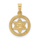 14k Polished and Textured Solid Star of David in Frame Pendant