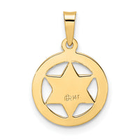 14k Polished and Textured Solid Star of David in Frame Pendant