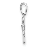 14K White Gold CZ Cross Pendant