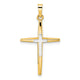 14k Two-tone Polished Solid Double Cross Pendant